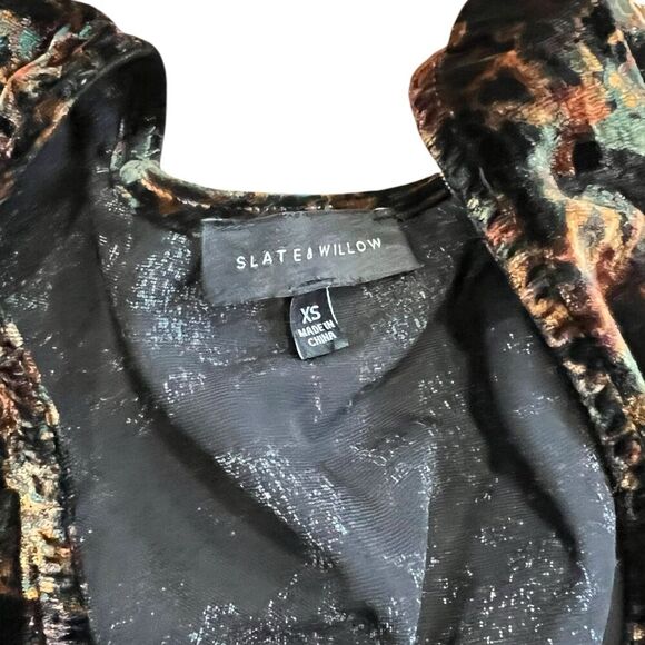 Slate & Willow Black Velvet Mini Tie Dress XS - Picture 5 of 5